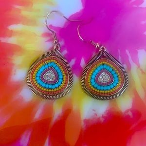 Colorful earrings with gold detailing